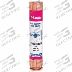 MERSEN Fuse: Class RK5, TRS-RID Series, Time-Delay, 35 A, 600 V AC, 300 V DC, Indicating (MPN TRS35RID). Key specifications — Series: TRS-RID.
