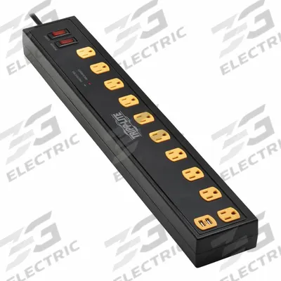 TRIPP LITE Outlet Strip: 10 Outlets, 6 ft Cord Lg, 1,350 J Rated Energy, 2.4 A Current - Industrial Surge Protectors