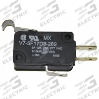 HONEYWELL Miniature Snap Action Switch: Roller Lever Actuator, 1NO/1NC, Quick Connect (MPN V7-5F17D8-289). Key specifications — AC Contact Rating: 3 A @ 250 V; Electrical Connection: Quick Connect; Series: V7; Brand: HONEYWELL.