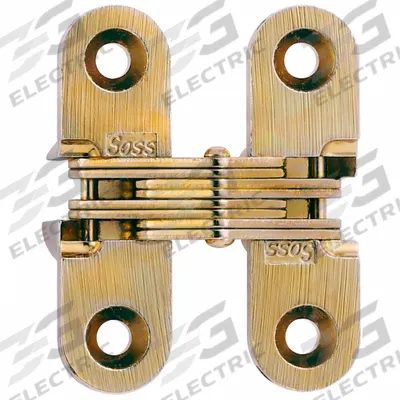 SOSS Concealed Hinge: Brass, 1 3/4 in Leaf Ht, 1/2 in Leaf Wd - Full Mortise-Mount Concealed Hinges
