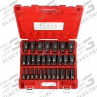 MILWAUKEE Impact Socket Set: 1/2 in Drive Size, Small Set (0-50 pieces) Set Size, 29 Pieces, 0 (MPN 49-66-7015). Key specifications — attr1204251: MILWAUKEE; attr1215453: 1/2 in; attr1215454: 8 mm to 36 mm; attr1224229: Friction.