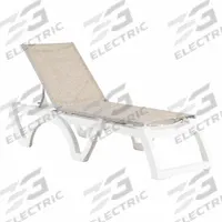 GROSFILLEX Chaise Lounge: Straw, Polyester Fabric, White, 1 Chairs, 14 in Chair Ht, 14 in Seat Ht (MPN UT116004)