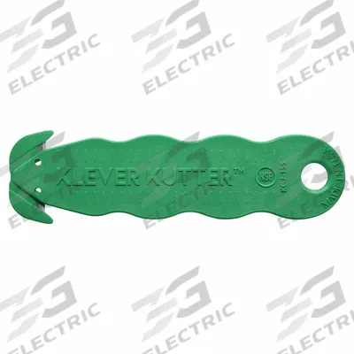 KLEVER Safety Cutter: 4 5/8 in Overall Lg, Contoured Handle, Textured, Stainless Steel - Disposable Dual-Hook Safety Cutters