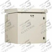 EATON TRIPP LITE Server Enclosure with Fan: 12 Rack Units, NEMA 3R, 120V AC, Gray Powder-Coated (MPN SRN3RG12USDP). Key specifications — Brand: EATON TRIPP LITE; Includes: (4) LDPE Sheet Metal Plugs; Material: Steel; Fan Input Voltage: 120V AC; Fan Style: (5) 150 mm Fans; PBT Blades; Aluminum Frame; 190/210 CFM.