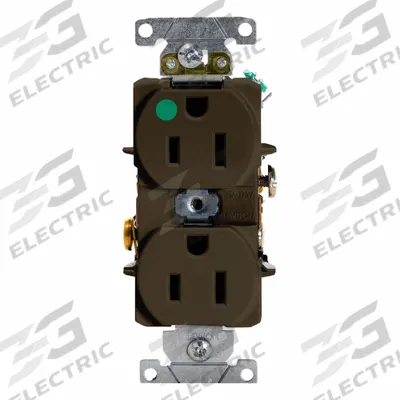 LEVITON Straight Blade Duplex Receptacle: Hospital Grade, Duplex, 5-15R, Brown - General Purpose Receptacles