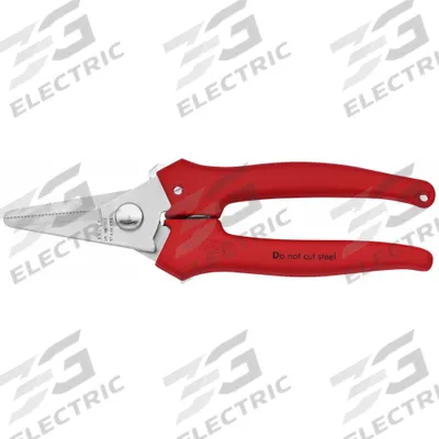 KNIPEX Industrial Shears: Right-Hand, 5 1/2 in Overall Lg, Straight, Stainless Steel - Spring-Assisted Shears