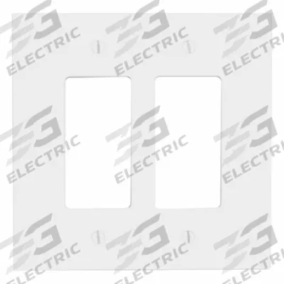 LEVITON Wall Plate: Decorator-Rocker, 2 Gang, White - General Purpose Wall Plates