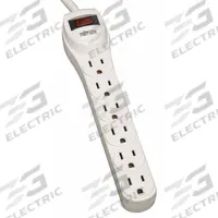 TRIPP LITE Outlet Strip: 6 Outlets, 2 ft Cord Lg, 180 J Rated Energy, 15 A Current, UL 1363, Gray (MPN TLP602). Key specifications — Brand: TRIPP LITE; Mounting Style: Keyhole.