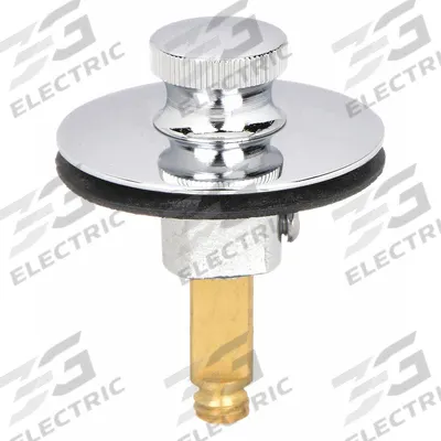 KISSLER Drain Stopper: Brass, Brass, 2 in Overall Dia, Pop Up - Bathtub Drain Stoppers