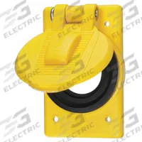 HUBBELL WIRING DEVICE-KELLEMS Weatherproof Cover: Polycarbonate, Receptacles, 1 Gangs, No Enclosure (MPN HBL74CM24WO). Key specifications — Brand: HUBBELL WIRING DEVICE-KELLEMS; Color: Yellow; Compatible with Product Type: Receptacles; Mounting Orientation: Vertical.