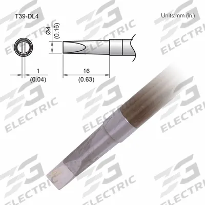 HAKKO Soldering Tip: T39 Series, Chisel, 4 mm W - T39 Series Soldering Tips