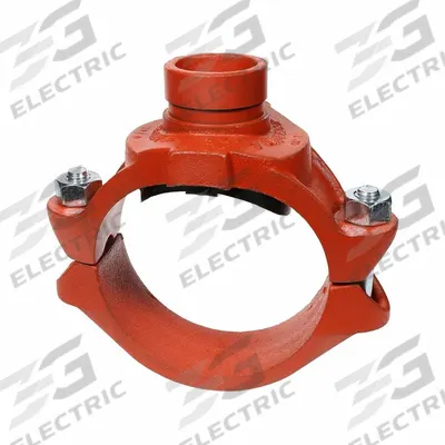 GRUVLOK Clamp Coupling: Bolted Clamp Tee, 6 in x 6 in x 1 1/4 in, Ductile Iron - Outlet Pipe Clamps