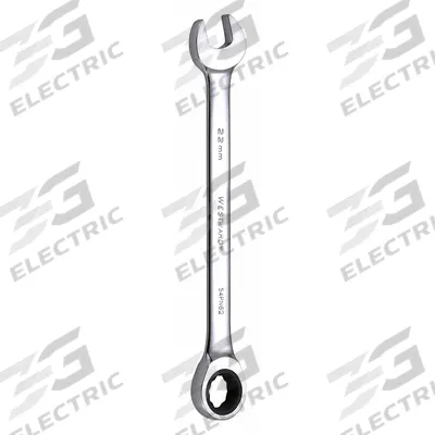 WESTWARD Combination Wrench: Alloy Steel, Chrome, 22 mm Head Size, 11 3/8 in Overall Lg - Metric 12-Point Ratcheting Combination Wrenches