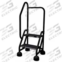 COTTERMAN Rolling Ladder: 1.5 ft Platform Ht, Partially Assembled, Steel, Wt-Actuated Auto-Lock (MPN ST-222 A2 C7 P5). Key specifications — Includes Handrails: Handrails Included; Material: Steel; Brand: COTTERMAN; Color: Black.