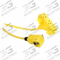 SOUTHWIRE GFCI: Manual Reset, 50 ft Lg, 12/3, 5-15P Plug, 15 A Current, 120V AC, 5-15R, Yellow (MPN 14880229-6). Key specifications — NEMA Plug Configuration: 5-15P; NEMA Receptacle Configuration: 5-15R; Brand: SOUTHWIRE; Voltage: 120V AC.