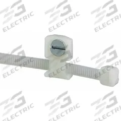 PANDUIT Low Profile Cable Tie Mount: 0.11 in Slot Wd, 0.05 in Slot Ht, Natural, 0.32 in Wd, 100 PK (MPN LPMM-S5-C). Key specifications — For Use With: Miniature, Intermediate and Standard Cable Ties; Size: 0.4 in L x 0.32 in W x 1 in H; Color: Natural; Screw Mount Hole Size: #5; Brand: PANDUIT.
