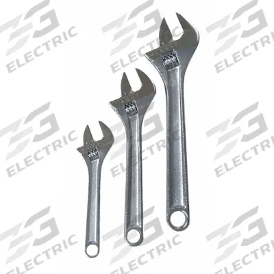 WESTWARD Adjustable Wrench Set: Alloy Steel, Chrome, 1 in_3/4 in_1 1/8 in Jaw Capacity - General Purpose Adjustable Wrench Sets