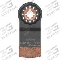 BOSCH Oscillating Scraper Blade: 1 1/4 in Blade Wd, 4 in Blade Lg, Carbide Grit, Starlock Connection (MPN OSL114CG). Key specifications — attr1097676: BOSCH; attr1097658: Carbide Grit; attr1097655: Straight.