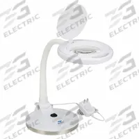 AVEN Round Magnifier Light: LED, 2.25x, 5 Diopter, 570 lm Max Brightness, 11 in Arm Reach, Gooseneck (MPN 26507-XL5). Key specifications — Brand: AVEN; Magnification: 2.25x; ESD Safe: No; Lens Material: Glass; Lighting Technology: LED; Operating Voltage: 100 to 240V AC; Includes Ultraviolet Light: No.