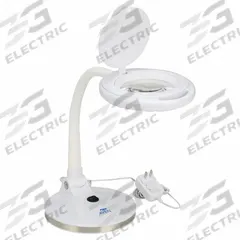 AVEN Round Magnifier Light: LED, 2.25x, 5 Diopter, 570 lm Max Brightness, 11 in Arm Reach, Gooseneck (MPN 26507-XL5). Key specifications — Brand: AVEN; Magnification: 2.25x; ESD Safe: No; Lens Material: Glass; Lighting Technology: LED; Operating Voltage: 100 to 240V AC; Includes Ultraviolet Light: No.