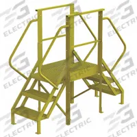 TRI-ARC Crossover Bridge: 2.5 ft Platform Ht, Steel, 1,000 lb Load Capacity, Serrated, 3 Steps (MPN 7CY74). Key specifications — Brand: TRI-ARC; Color: Yellow; Tread Type: Serrated.