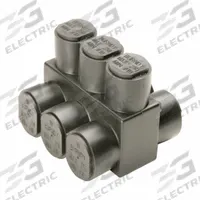 BURNDY Multitap Connector: 3 Port, Double-Sided Entry, 14 AWG – 4 AWG Wire Size, Black (MPN 1PLD43). Key specifications — Body Material: Aluminum; Brand: BURNDY.