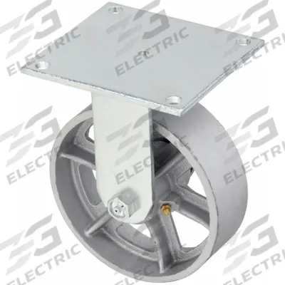 APPROVED VENDOR Plate Caster: Rigid, No Brake, Iron, 6 in Wheel Dia, 2 in Wheel Wd, Hole - Medium-Duty Plate Casters