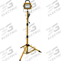APPROVED VENDOR Tripod Job Site Light: 4,500 lm Max Brightness, LED, 1, 1 Brightness Levels, 120V AC (MPN 820DC2). Key specifications — Frame Color: Yellow; Lighting Technology: LED; Operating Voltage: 120V AC; Brand: APPROVED VENDOR; No. of Brightness Levels: 1.