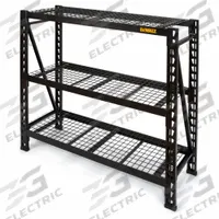 DEWALT Bulk Storage Rack: Standalone, Light-Duty, 49 5/8 in x 18 in x 48 in, 3 Shelves (MPN DXST4500BLK-W). Key specifications — Decking Material: Metal; Brand: DEWALT.