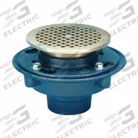 ZURN Floor Drain: 8 3/8 in Overall Dia, 5 in Grate Size, 3 in Nominal Pipe Size, No Hub, Cast Iron (MPN ZN415-3NH-5B-P). Key specifications — Color: Gray; Connection Type: No Hub; Brand: ZURN; Includes: Trap primer connection.