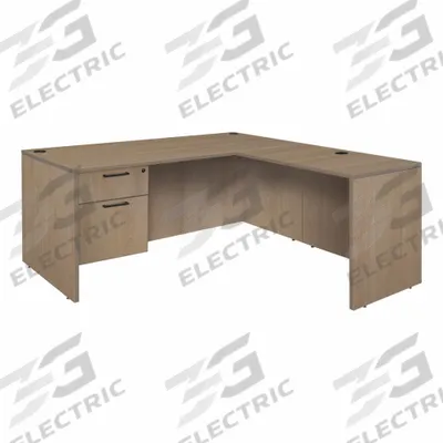 REGENCY Desk: Particle Board, Oak, 1 Pedestals, 2 Drawers, 71 in Overall Wd - Pedestal Desks