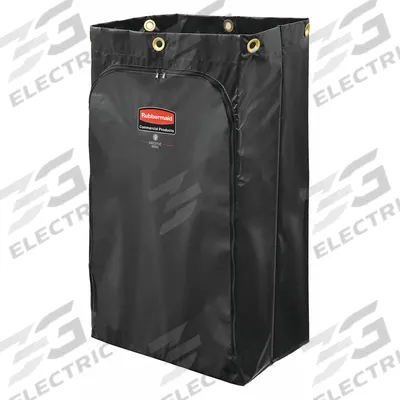 RUBBERMAID COMMERCIAL PRODUCTS Janitorial Cart Vinyl Bag: Black - Housekeeping Cart Replacement Bags