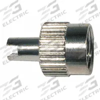 TRU-FLATE Screwdriver Valve Cap: Tire Valve Caps, Screwdriver Seal, Round, Chrome, Metal (MPN 38-600-100). Key specifications — Compatible Valve Size: Standard Bore; Color: Chrome; Product Type: Tire Valve Caps; Shape: Round; Design: Screwdriver Seal; Compatible Thread Size: 0.305-32; Finish: Nickel Plated; Material: Metal.