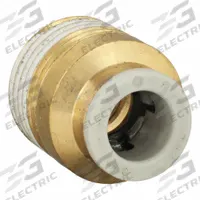 SMC Push-Fit Adapter Fitting: 8 mm OD x 3/8 in Pipe Size, Push-to-Connect x BSPT, Brass, Gray (MPN KQ2S08-03AS). Key specifications — Brand: SMC; Thread Size A: 3/8".