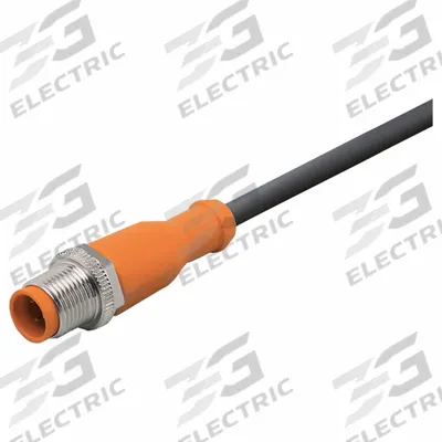 IFM Single-Ended Cordset: M12 Male Straight X Bare Wire, 4 Pins, Black, PUR - Single-Ended Cordsets with PUR Jacket for Twisting Applications
