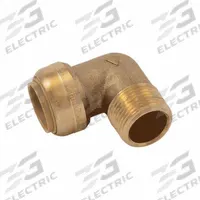 SHARKBITE Push-Fit Elbow Fitting: 3/4 in Pipe x 3/4 in Pipe Size, Push-to-Connect x MNPT, Brass (MPN U286LF). Key specifications — Brand: SHARKBITE.