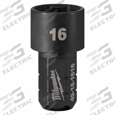 MILWAUKEE Impact Socket: SAE/Metric, 16 mm Socket Size, 6-Point, Short - Insider & DXS Impact Sockets