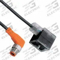 IFM Patch cable: M12 Male Right Angle x DIN Form A, 2 ft Cable Lg, PUR, Black, 5 Pins, IP67 (MPN E10817). Key specifications — Wire Size: 4.80 mm; Brand: IFM; Cable Jacket Color: Black; IP Rating: IP67.