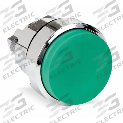 SCHNEIDER Extended Push Button: Green, 22 mm Mounting Size, Metallic - Extended-Length Push-Button Operators