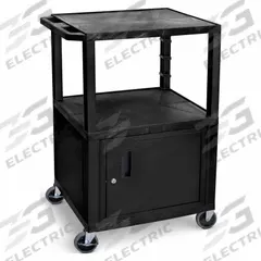 APPROVED VENDOR Audio-Visual Cart: 24 in L x 18 in W, 24 in L x 18 in W 42 1/2 in H, Plastic, Black (MPN WT42C2E). Key specifications — Handle Type: Flat; Brand: APPROVED VENDOR; Color: Black; Configuration: (1) Cabinet.
