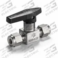 HAM-LET Manual Two-Way Ball Valve: 1/4 in, Stainless Steel, Straight, Compression x Compression (MPN H-800M-SS-L-1/4-BH). Key specifications — Brand: HAM-LET; Handle: Lever.