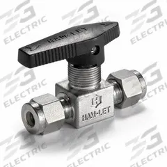 HAM-LET Manual Two-Way Ball Valve: 1/4 in, Stainless Steel, Straight, Compression x Compression (MPN H-800M-SS-L-1/4-BH). Key specifications — Brand: HAM-LET; Handle: Lever.