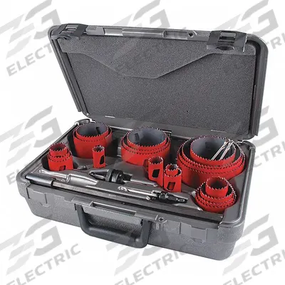 MORSE Hole Saw Kit: 25 Pieces, 1 15/16 in Max. Cutting Dp, Bi-Metal - Multi-Material-Cutting Hole Saw Kits