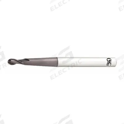 OSG Ball End Mill: Carbide, TiAlN Coated, 2 Flute, 0.5 mm Mill Dia, 0.5 mm LOC - Pencil-Neck Carbide Ball End Mills for Hardened Materials