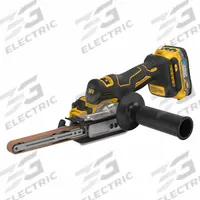 DEWALT Cordless Band File: 20V MAX, Battery Included, 1/2 in Belt Wd, 18 in Belt Lg, 104° Rotation (MPN DCM200E1). Key specifications — attr663644: Band File Kit; attr663651: Cordless; attr663658: Battery Included; attr663659: DCBP034; attr667650: DCB107; attr663657: 20V MAX; attr663654: (1) Charger; attr663656: 1.7 Ah.