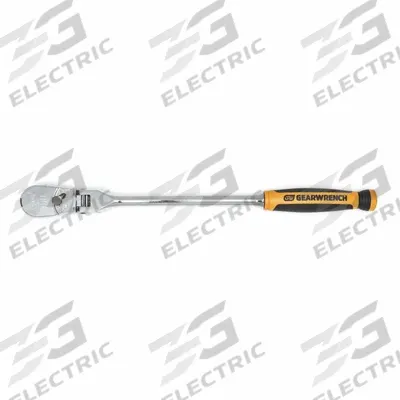 GEARWRENCH Hand Ratchet: Pear, Reversible, 13 1/4 in Overall Lg, Full Polish Chrome - Flex-Head Ratchets