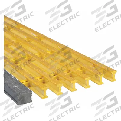 FIBERGRATE Fiberglass Bar Stair Tread: Safe-T-Span, Flame Resistant, 10 1/2 in Tread Dp - Flame-Resistant Structural Stair Treads