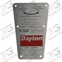 DAYTON Capacity Label: For 3TP96G, Fits Dayton Brand (MPN 71317705G). Key specifications — attr382542: 3TP96G; attr382544: Dayton; attr382552: Capacity Label; attr394832: DAYTON.