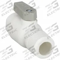PARKER Manual Two-Way Ball Valve: 1/2 in, Polypropylene, Straight, Push x MNPT, One-Piece, Lever (MPN LFPP6VMC8). Key specifications — Brand: PARKER; Handle: Lever.