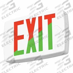 Quantum LED Exit Sign: Emergency Battery Backup, LED, White, Red/Green Switchable, 1 Faces, Ceiling (MPN LQM S W RG MVOLT EL SD M6). Key specifications — Voltage: MULTI VOLT 120-277VAC; Directional Indicators: Directional Chevrons; Text Color: Red/Green Switchable; Brand: LITHONIA LIGHTING; Emergency Battery Backup: Yes; Housing Color: White; Lighting Technology: LED; Remote Capable: No.